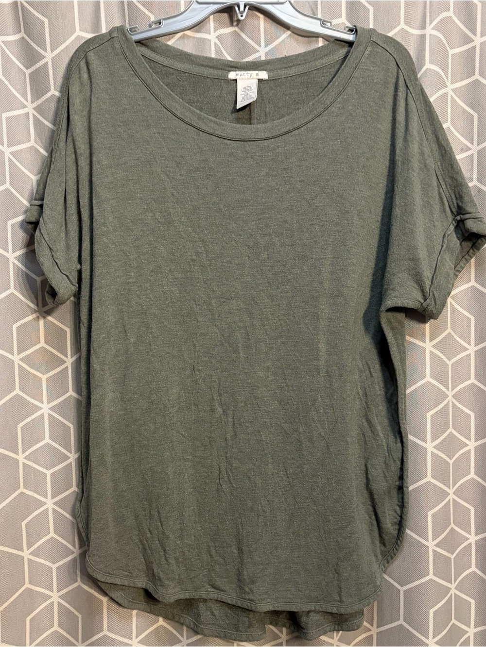 Matty M Olive Green Relaxed Scoop Neck Short Sleeve Top